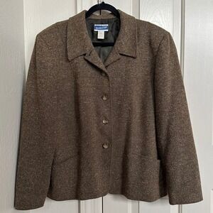 Vintage Pendleton Classic Wool‎ Blazer Made in USA Brown Tweed Jacket Large
